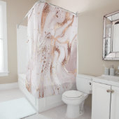 Marmeren Roos Goud: Vloeibaar Abstract. Douchegordijn (In situ)