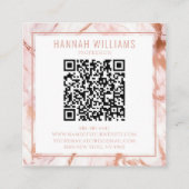 Marmeren Roos Gouden Agaat QR Code Girly Trendy Vierkante Visitekaartje (Achterkant)