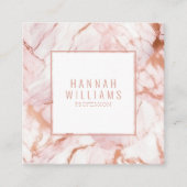 Marmeren Roos Gouden Agaat QR Code Girly Trendy Vierkante Visitekaartje (Voorkant)