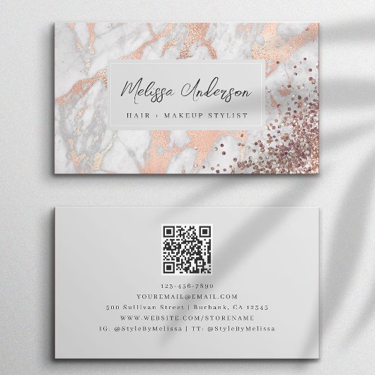 Marmeren Roos Gouden Folie Luxe Esthetisch Visitekaartje