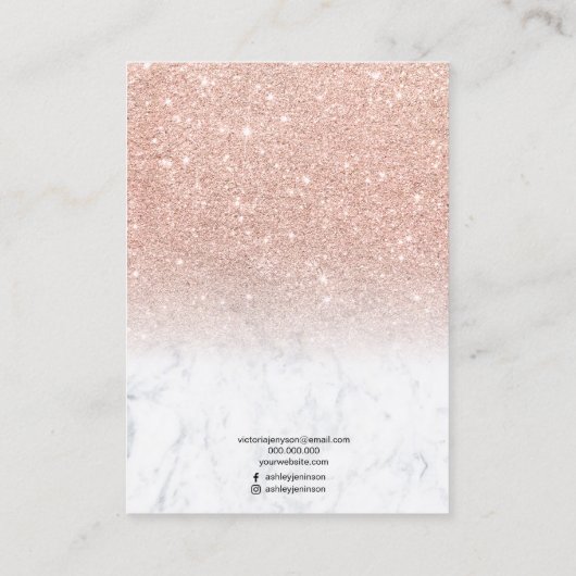 Marmeren roos gouden glitter sieraden ring display visitekaartje (Achterkant)