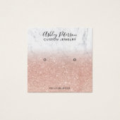 Marmeren roos gouden glitter stud oorbel display vierkante visitekaartjes (Voorkant)