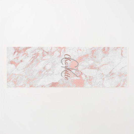 Marmeren roos gouden roze monogram naam yogamat (Voorkant (horizontaal))