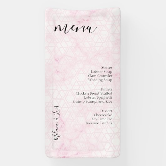 marmeren roze abstract huwelijksmenu spandoek (Verticaal)