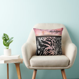 Marmeren roze chique tijger safari print gepersona kussen