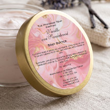 Marmeren roze en gouden cosmetica pot label