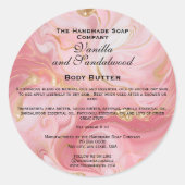 Marmeren roze en gouden cosmetica pot label (Voorkant)