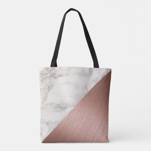 Marmeren Roze Gouden MONOGRAM Schoudertassen Tote Bag (Achterkant)