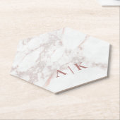 Marmeren Roze Monogrammed Papier Hexagon Onderzett Kartonnen Onderzetters (Schuin)