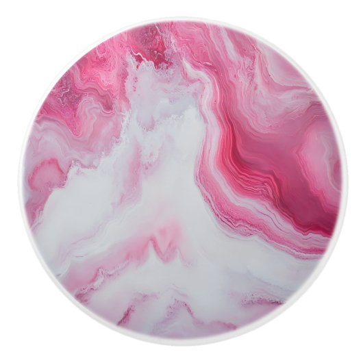 Marmeren Roze Wit Patroon Keramische Knop (Voorkant)