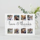 Marmeren Script Foto Collage Liefde & Dank Bedankkaart (Staand voorkant)