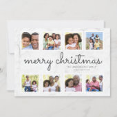 Marmeren Script Fotocollage Kerstmis Feestdagenkaart (Voorkant)