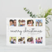 Marmeren Script Fotocollage Kerstmis Feestdagenkaart (Staand voorkant)