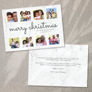 Marmeren Script Fotocollage Kerstmis Feestdagenkaart