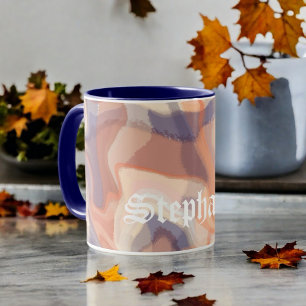 Marmeren script herfst terracotta paarse modern mok