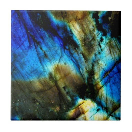 Marmeren steen blauwgroen turkoois indigo blauw ag tegeltje (Voorkant)