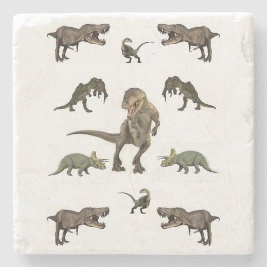 Marmeren Steen Dinosaurussen Stenen Onderzetter (Voorkant)