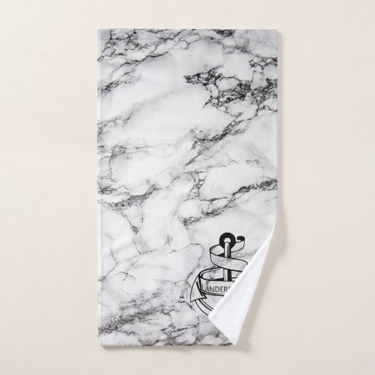 Marmeren steen en anker bad handdoek (Handdoek)