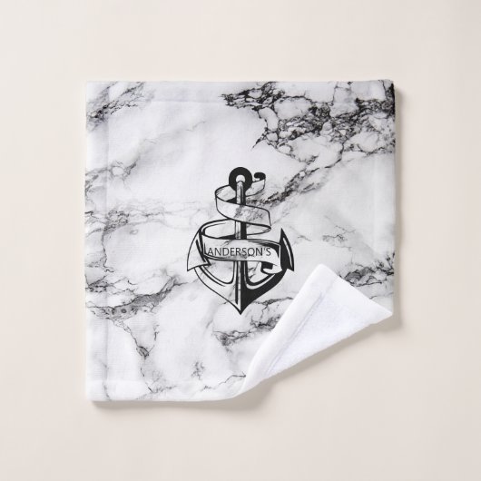Marmeren steen en anker bad handdoek (Wasdoekje)