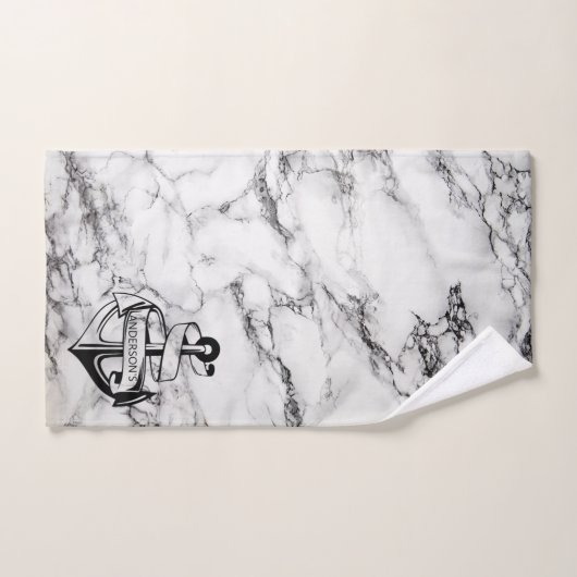 Marmeren steen en anker bad handdoek (Handdoek)