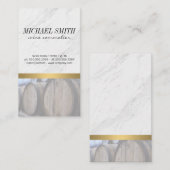 Marmeren steen en hout Trim wijn | wijnvat Visitekaartje (Voorkant / Achterkant)