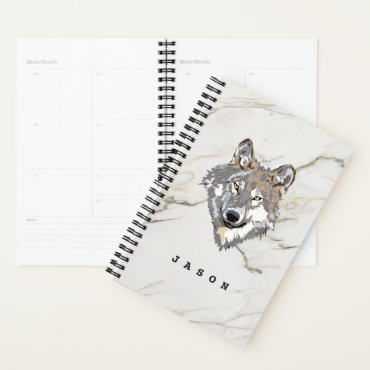 Marmeren steen en wolf planner (Display)