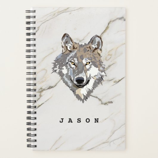 Marmeren steen en wolf planner (Voorkant)