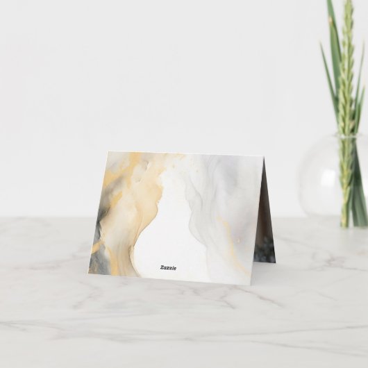 Marmeren Steen Goud Grijs Goud Bloemen Bruiloft FO Bedankkaart (Achterkant)