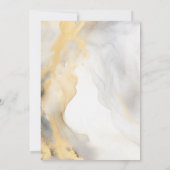 Marmeren Steen Goud Grijs Goud Bloemen Bruiloft Kaart (Achterkant)