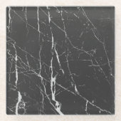 Marmeren steen in lichtgrijs en zwart glazen onderzetter (Voorkant)