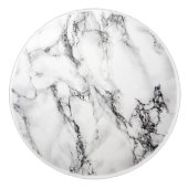 Marmeren steen in witte en zwarte kleuren keramische knop (Voorkant)