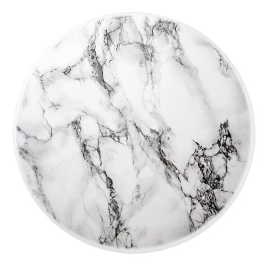 Marmeren steen in witte en zwarte kleuren keramische knop (Voorkant)