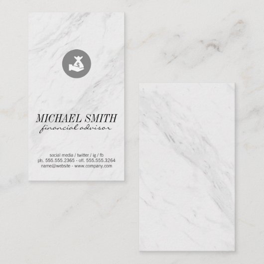 Marmeren Stenen Geldzak Pictogram Visitekaartje (Voorkant / Achterkant)