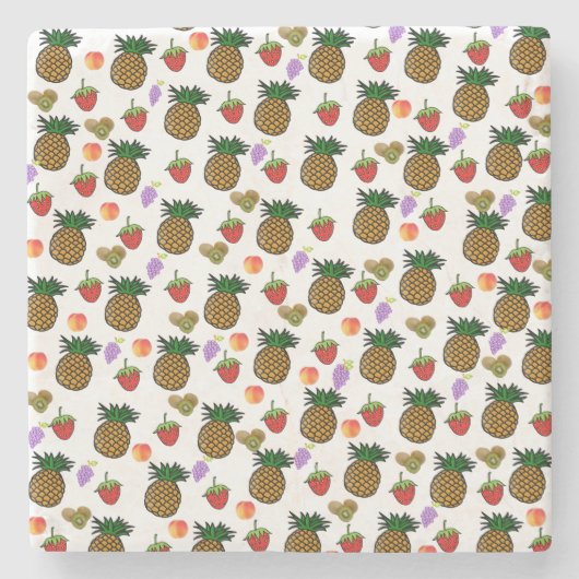 Marmeren stenen onderzetter ananas aardbeien fruit (Voorkant)