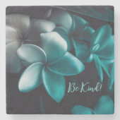 Marmeren Stenen Onderzetter Blauwgroen Bloemontwer (Voorkant)