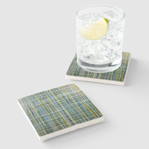 Marmeren stenen Onderzetter "Blue Plaid"