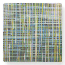 Marmeren stenen Onderzetter "Blue Plaid"