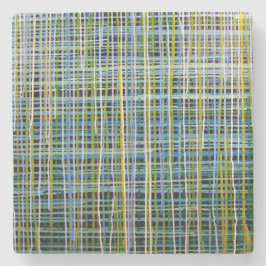 Marmeren stenen Onderzetter "Blue Plaid"