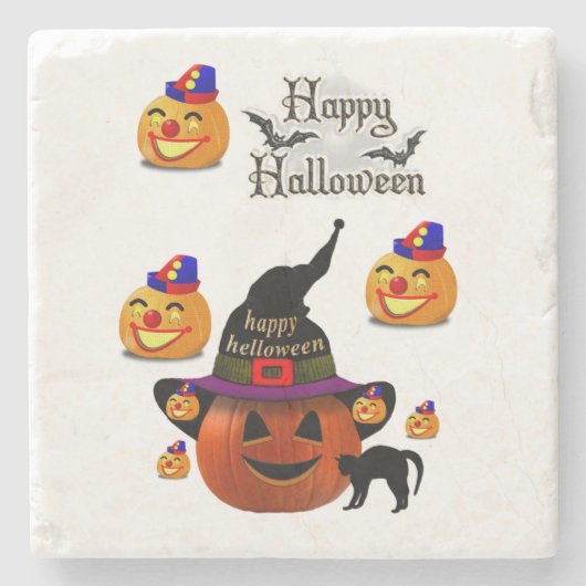 Marmeren Stenen Onderzetter Halloween (Voorkant)