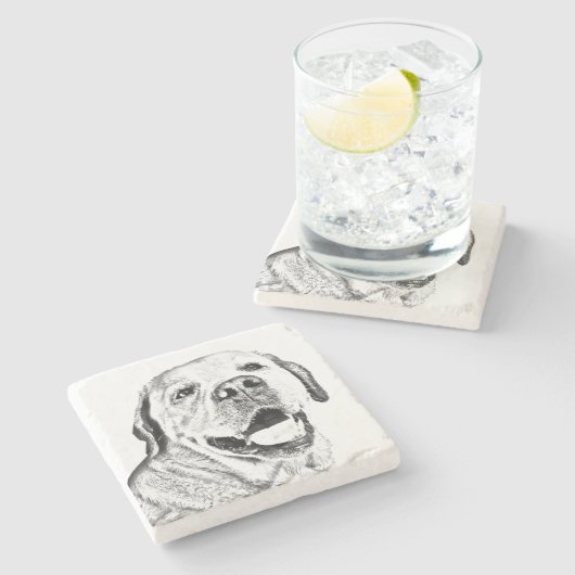 Marmeren stenen Onderzetter - Labrador Retriever (Zijkant)