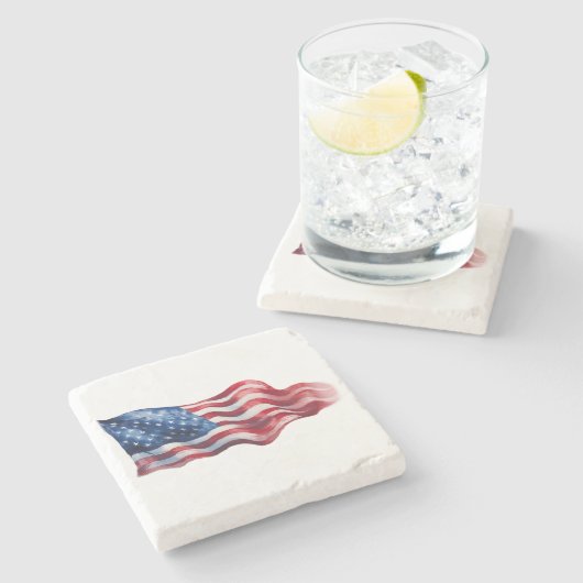 Marmeren stenen onderzetter met Amerikaanse vlag o (Zijkant)
