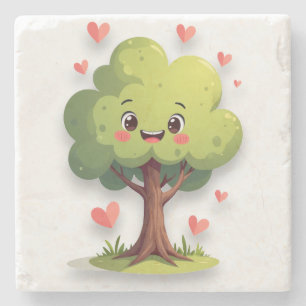 Marmeren stenen onderzetter Valentijnsdag Boom Rod
