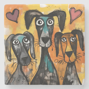 Marmeren stenen onderzetter Valentijnsdag Hond Rod