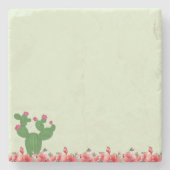 Marmeren stenen onderzetters Groene Cactus Oranje (Voorkant)