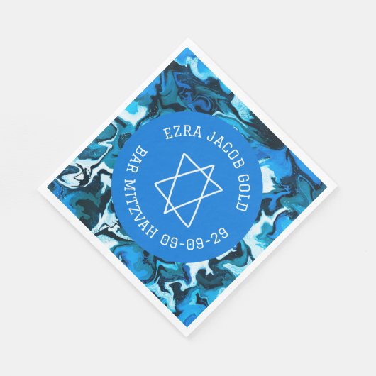 Marmeren ster van David Custom B'nai Bat Bar Mitsw Servet (Hoek)