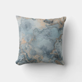 Marmeren Stofblauw Grijs Beige Modern 16" Kussen