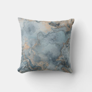 Marmeren Stofblauw Grijs Beige Modern 16" Kussen