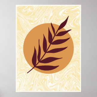 Marmeren Sunset Leaf Poster
