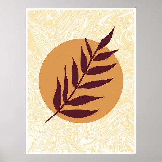 Marmeren Sunset Leaf Poster (Voorkant)