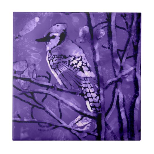Marmeren Tegel met Blue Jay Bird Abstract Art Desi Tegeltje (Voorkant)